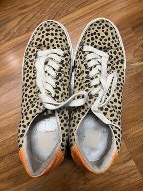 //DOLCE VITA// Cheetah Print Canvas Sneakers with Orange Heel